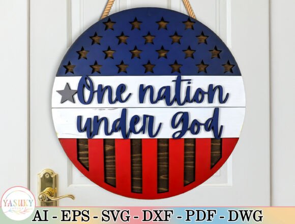 Download Patriotic Door Hanger Laser Cut File SVG - Laser cut file Collection