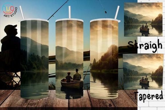Download Father and Son Fishing Tumbler Wrap Png - Premium Resources