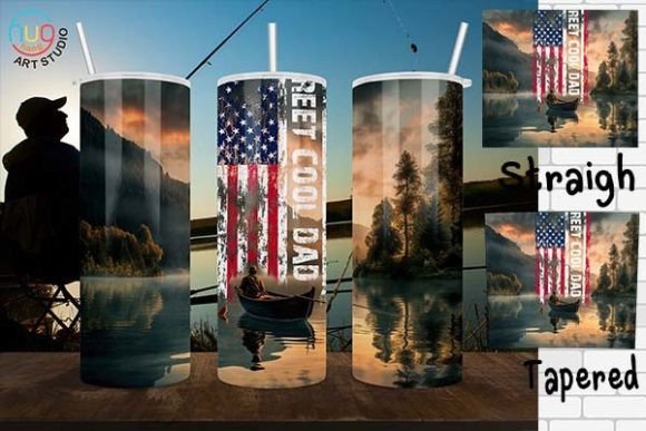 Download Dad and Son Fishing American Flag Wrap - Premium Resources