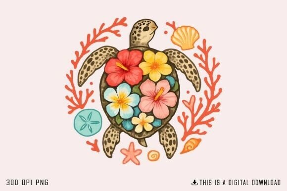 Download Floral Turtle Png, Ocean Turtle Png - Ocean turtle Collection
